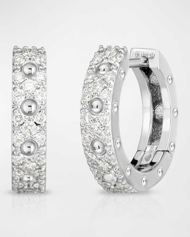 Pois Moi 18K White Gold Diamond Huggie Earrings, 15mm